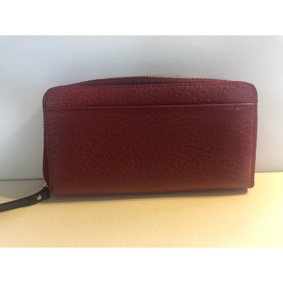 Kate Spade New York Womens Red Leather Zip Around Black Tag 3 Dividers Large - Picture 2 of 5